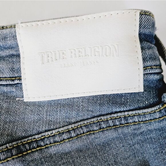 True Religion Starr Straight Fit Mid Rise Cropped Biteout Hem Destructed Jean 28 - Picture 12 of 15
